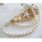 10 mm White Pearl Necklace:สร้อยคอไข่มุกแท้ขนาดใหญ่ ฟรีต่างหู