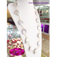 White Silver Baroque Pearls Necklace:สร้อยคอไข่มุกบาร็อกสีขาวเงินคุณภาพเยี่ยม