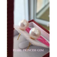 Top Selected White Pearl Stud Earrings:ต่างหูไข่มุกแท้เกรดท้อป ขนาด 9-9.5 มม.ตัวเรือนทองแท้